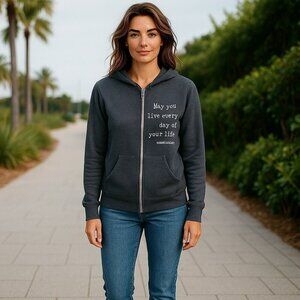 Soul Honey Small Gray Full Zip Front Hooded Hoodie